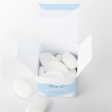 Boîte de dragées baptême duvet tout en rondeur - Intérieur de la boîte