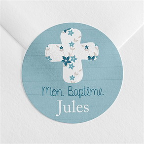 Sticker baptême noeud et croix