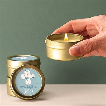 Bougie baptême noeud et croix - Mise en situation