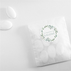 Sticker baptême feuilles et or