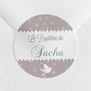 Sticker baptême colombe et banderoles