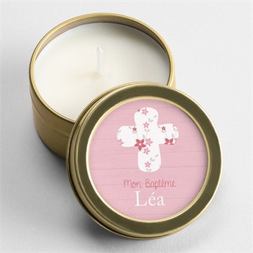Bougie baptême jolie composition