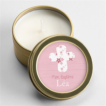 Bougie baptême jolie composition
