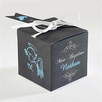 Boîte de dragées baptême ange et ardoise - Dos de la boîte