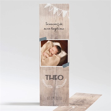 Signet baptême marque page kraft carré plié