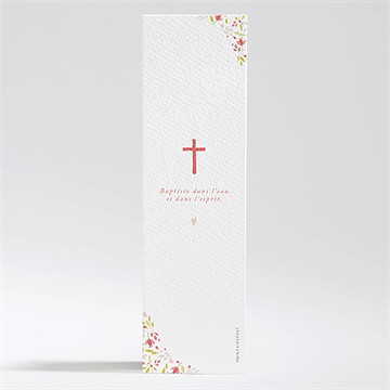 Signet baptême douceur végétale rose - Dos du signet