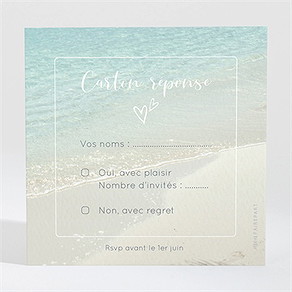 Carton réponse mariage paradis sur plage