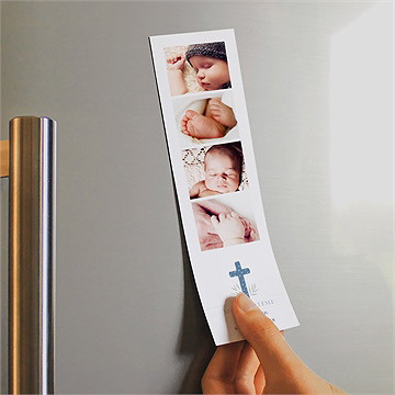 Signet baptême mosaïque de photos magnet - Mise en situation