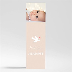 Signet baptême colombe beige rosé magnet