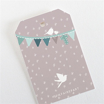 Etiquette baptême colombe et banderoles - Dos de l'étiquette