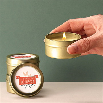 Bougie baptême petit photomaton - Bougie allumée