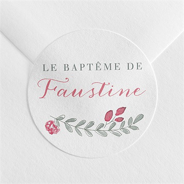Sticker baptême cadre de fleurs