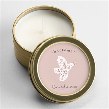 Bougie baptême profil de colombe
