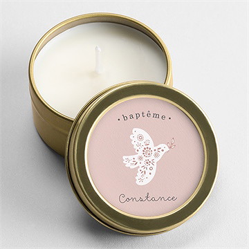 Bougie baptême profil de colombe