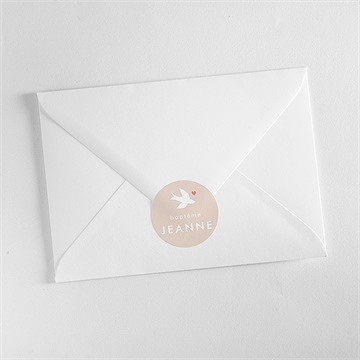 Sticker baptême colombe beige rosé - Mise en situation