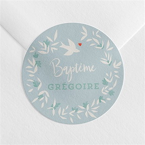 Sticker baptême colombe en folie