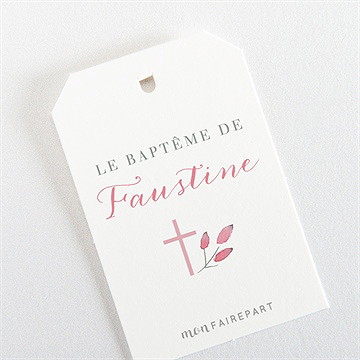 Etiquette baptême cadre de fleurs - Dos de l'étiquette