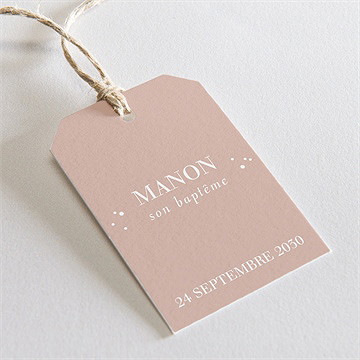 Etiquette baptême rose thé