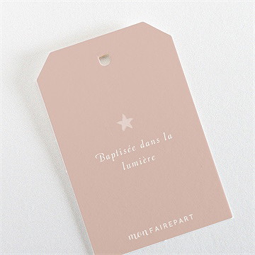 Etiquette baptême rose thé - Dos de l'étiquette