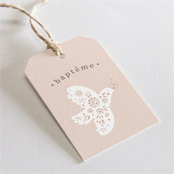 Etiquette baptême profil de colombe