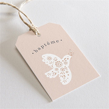Etiquette baptême profil de colombe