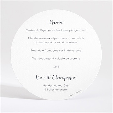 Menu mariage paradis sur plage - Dos du menu