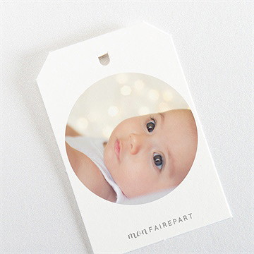 Etiquette baptême colombe beige rosé - Dos de l'étiquette