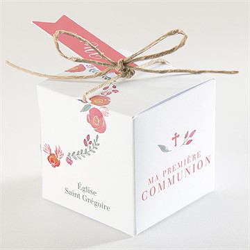 Boîte de dragées communion couronne aquarelle - Dos de la boîte