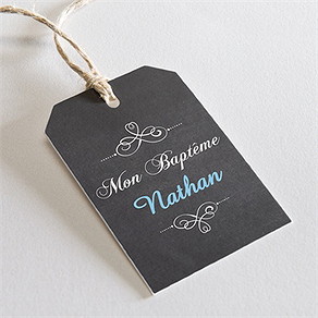 Etiquette baptême ange et ardoise