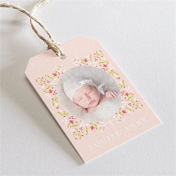 Etiquette baptême douceur végétale rose
