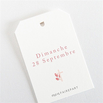 Etiquette baptême douceur végétale rose - Dos de l'étiquette