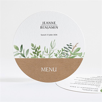 Menu mariage nature chic rond