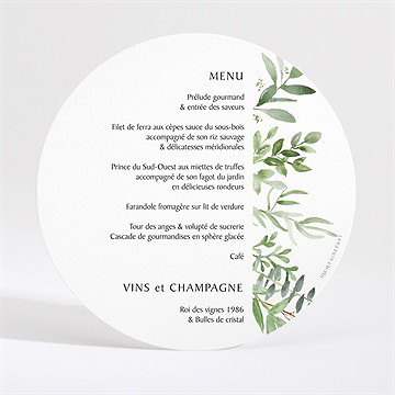 Menu mariage nature chic rond - Dos du menu