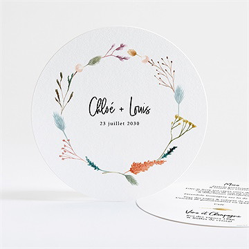 Menu mariage art champêtre rond