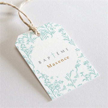 Etiquette baptême gravure en rond