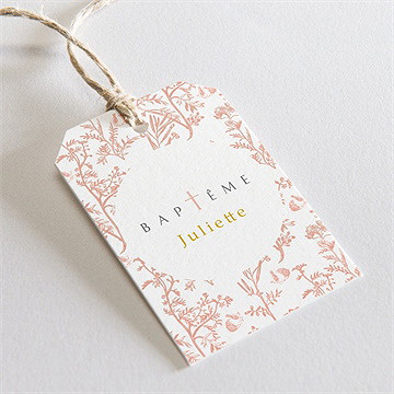 Etiquette baptême motif gravure