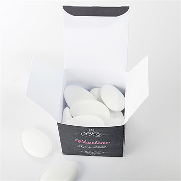 Boîte de dragées communion fond ardoise et photo - Intérieur de la boîte