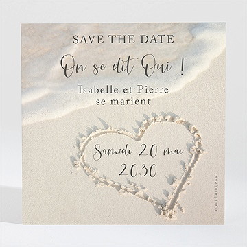 Save the Date mariage dans le sable