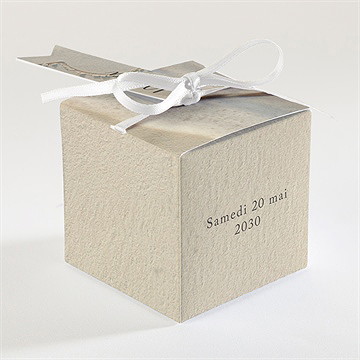 Boîte de dragées mariage dans le sable - Dos de la boîte