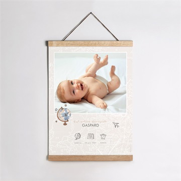 Affiche naissance mon premier passeport - argent