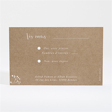 Carton réponse mariage couronnés d'etoiles - Dos du carton