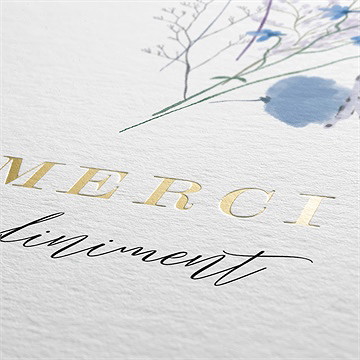 Remerciement décès présent et mémoire dorure - Marquage à chaud OR