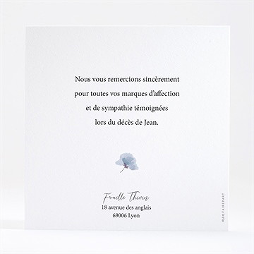 Remerciement décès présent et mémoire dorure - Dos de la carte