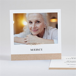 Remerciement décès sa présence dorure