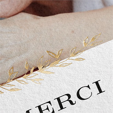 Remerciement décès sa présence dorure - Marquage à chaud OR