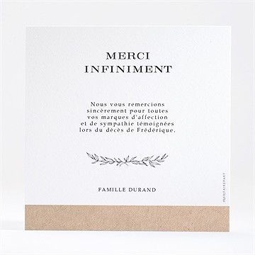 Remerciement décès sa présence dorure - Dos de la carte