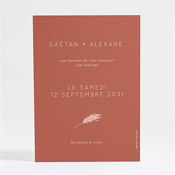 Save the Date mariage terracotta pampa - Dos du save the date