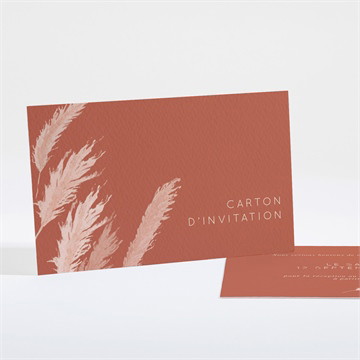Carton d'invitation mariage terracotta pampa