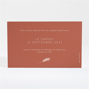 Carton d'invitation mariage terracotta pampa - Dos du carton
