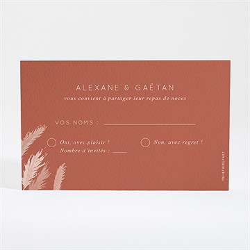 Carton réponse mariage terracotta pampa - Dos du carton
